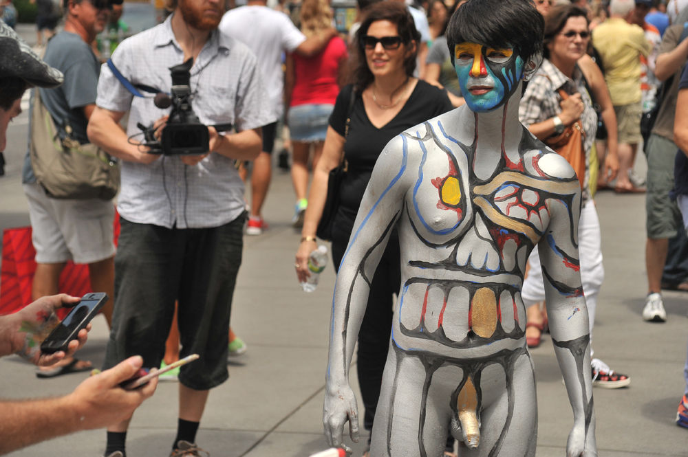 Twink Nude Body Painting on the Streets of Manhattan 2013.